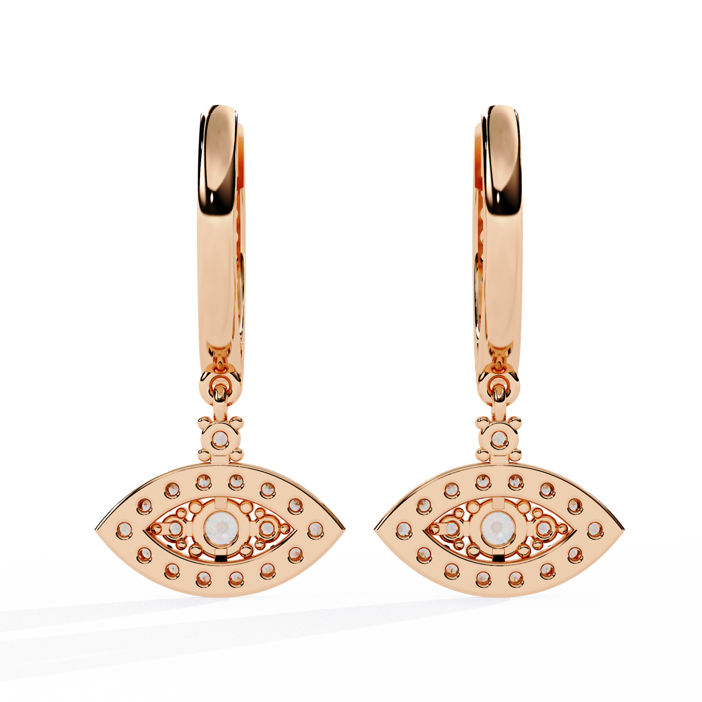 Marquise Drop – Lab Diamond Evil Eye-Inspired Dangle Earrings in 14K Gold
