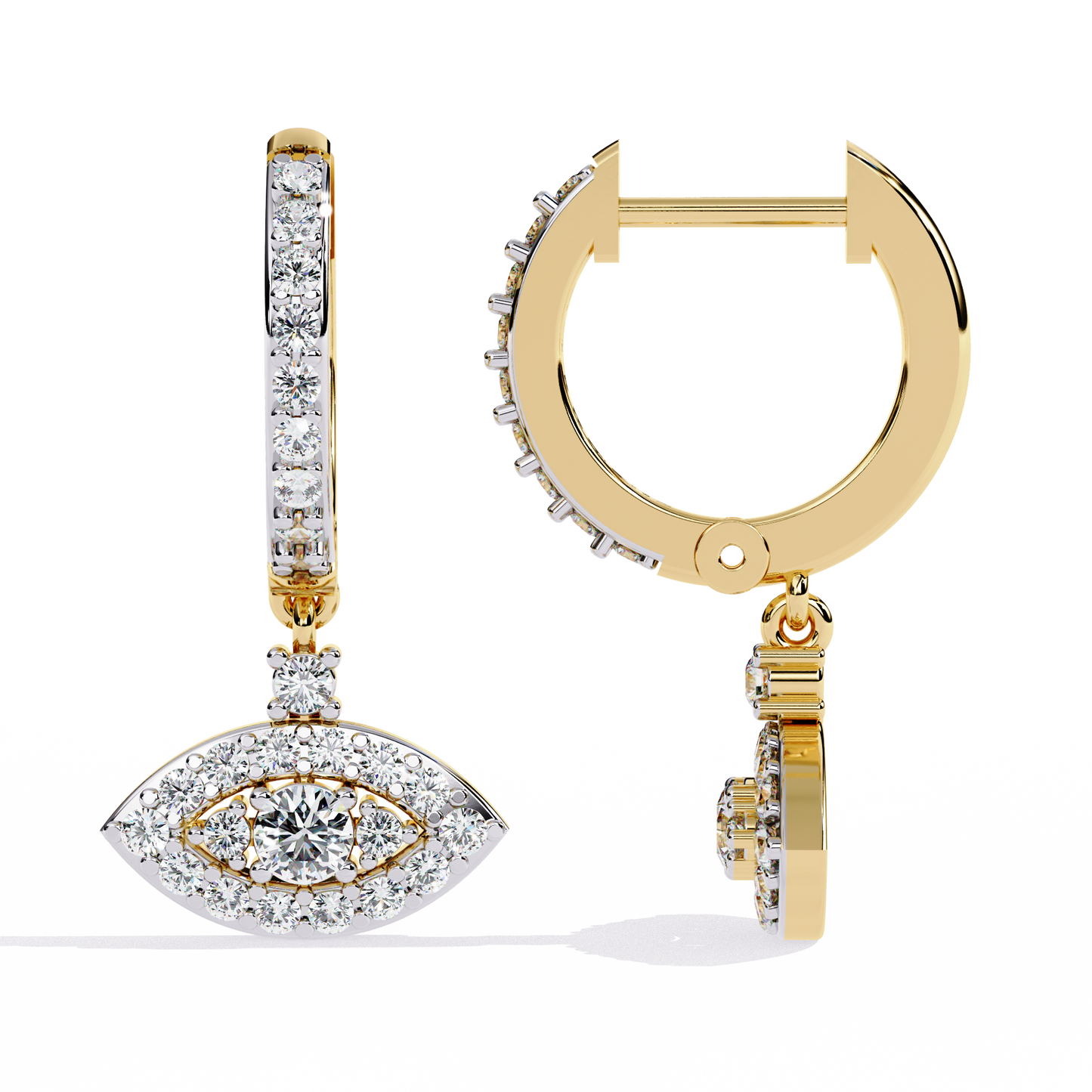 Marquise Drop – Lab Diamond Evil Eye-Inspired Dangle Earrings in 14K Gold