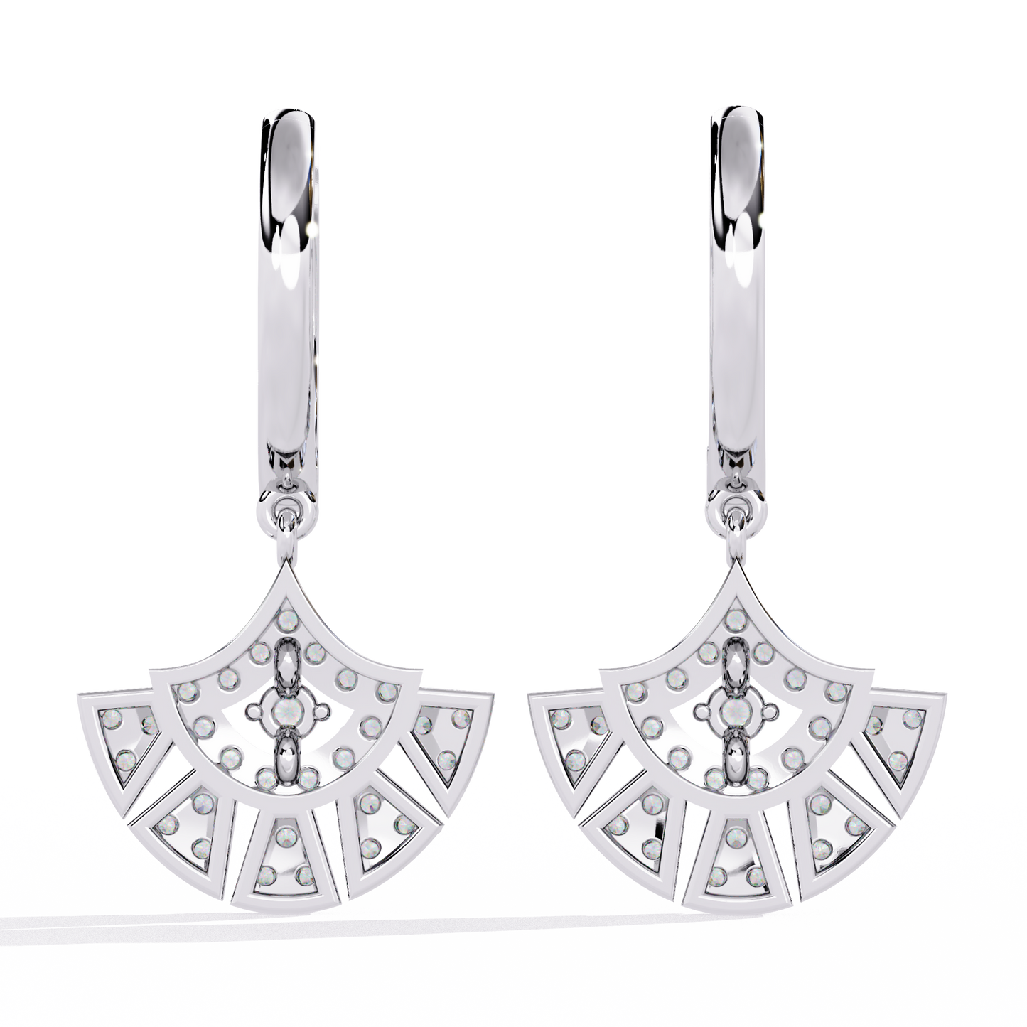 Radiant Fan Drop – Lab Diamond Scalloped Earrings in 14K Gold