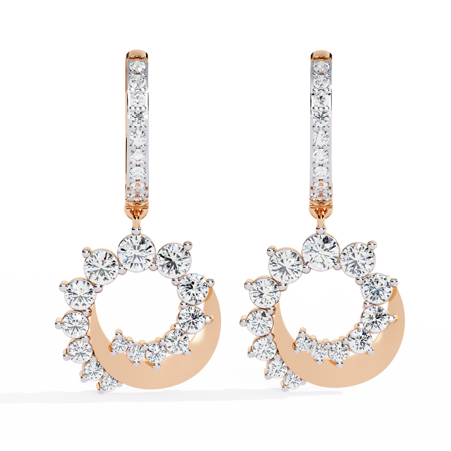 Celeste Orbit – Diamond Crescent Hoop Earrings in 14K Gold