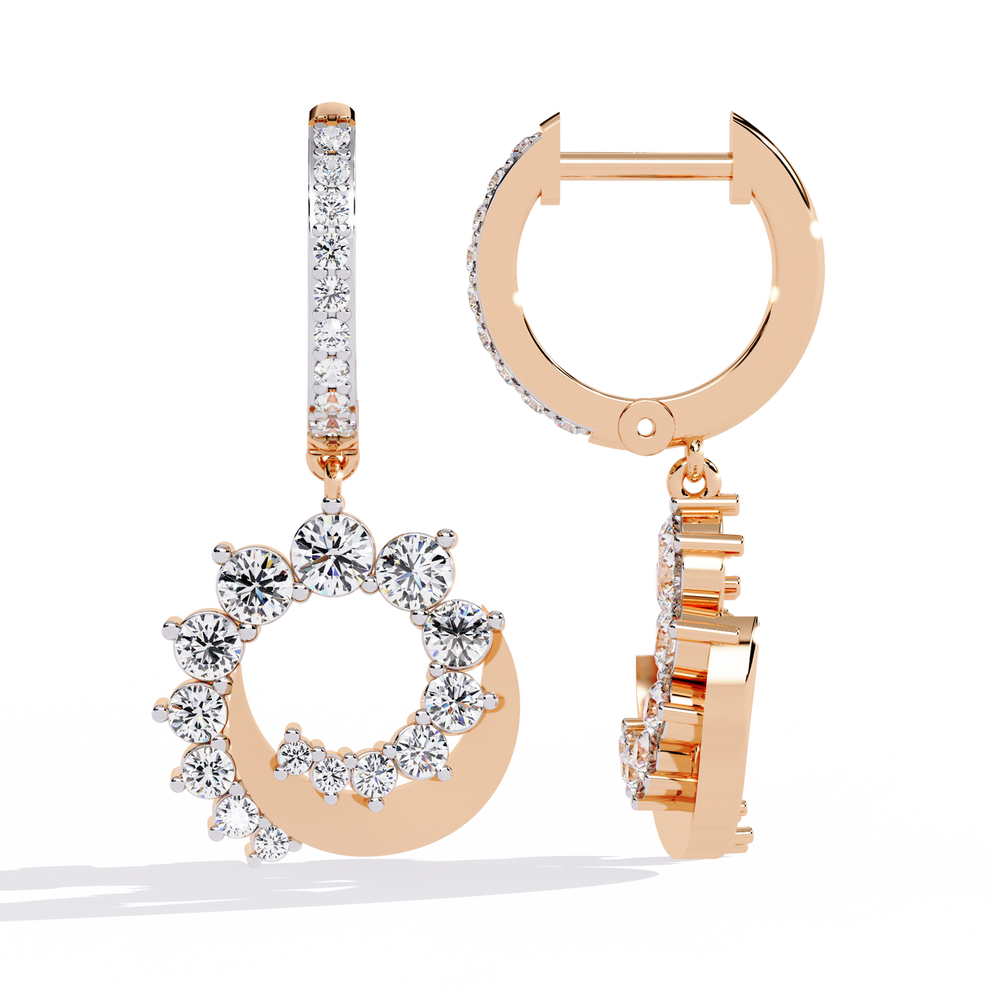 Celeste Orbit – Lab Diamond Crescent Hoop Earrings in 14K Gold