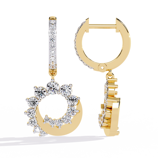Celeste Orbit – Diamond Crescent Hoop Earrings in 14K Gold