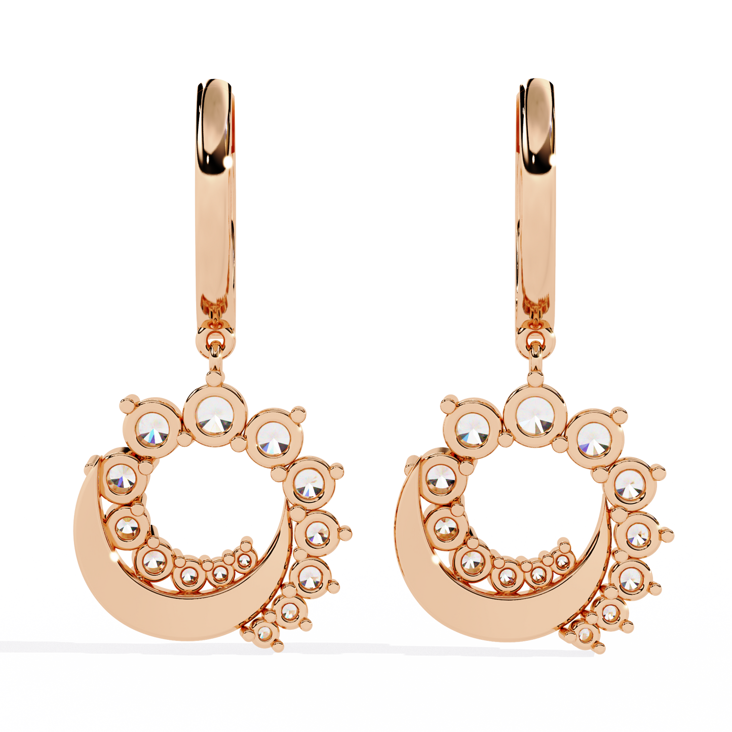 Celeste Orbit – Lab Diamond Crescent Hoop Earrings in 14K Gold