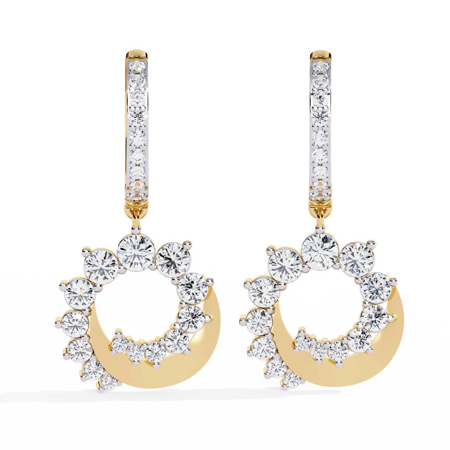 Celeste Orbit – Lab Diamond Crescent Hoop Earrings in 14K Gold