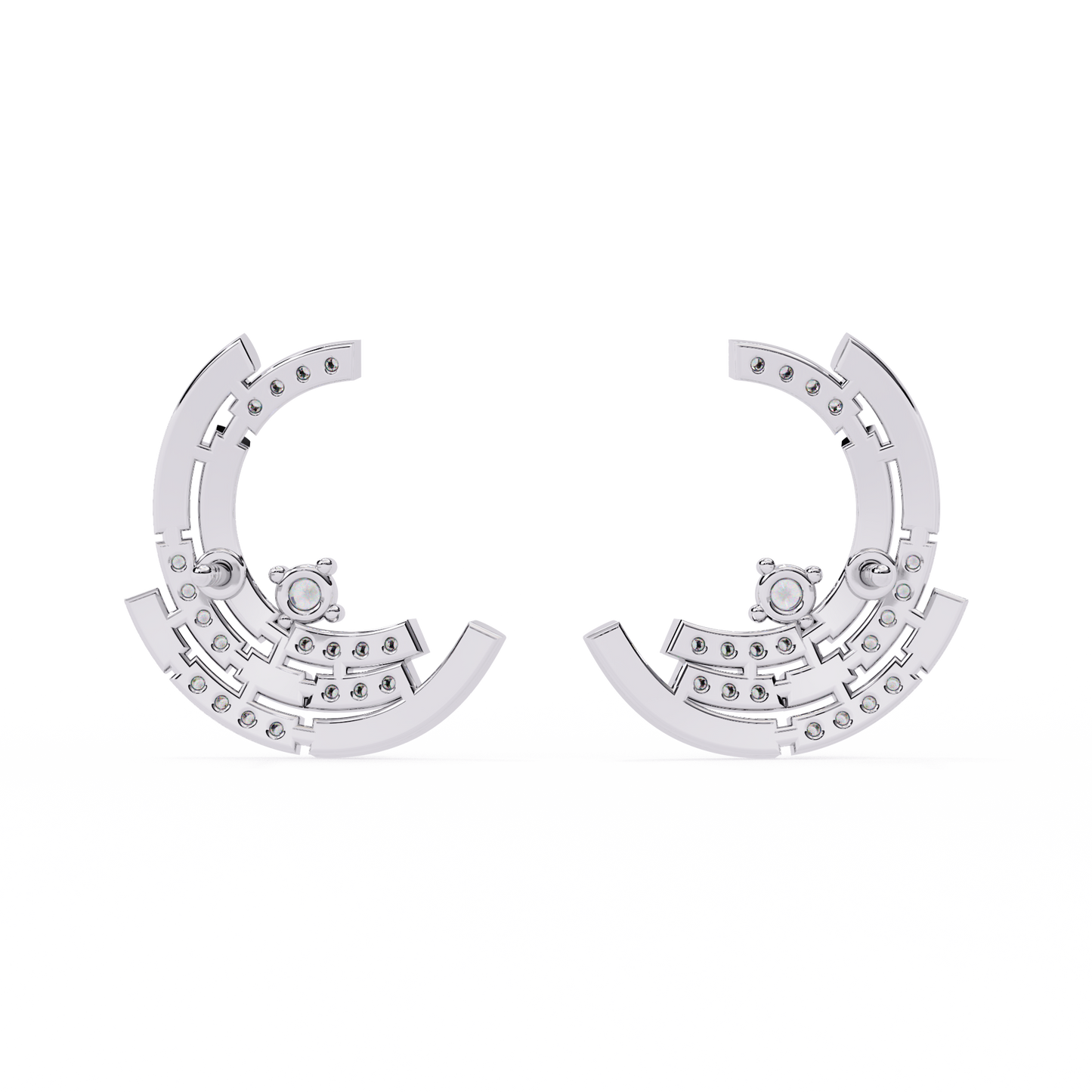 Luna Arc – Multi-Band Diamond Stud Hoops in 14K Gold