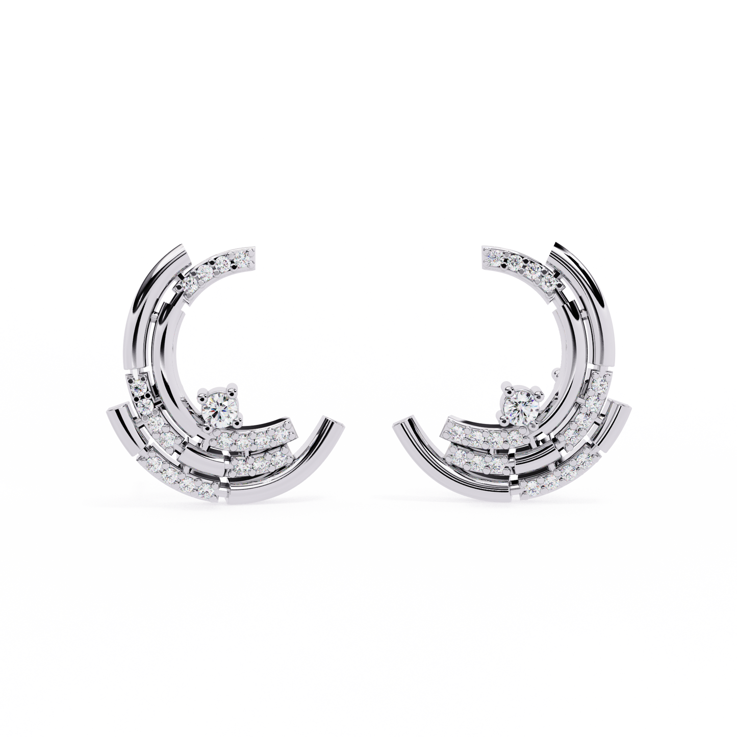 Luna Arc – Multi-Band Lab Diamond Stud Hoops in 14K Gold