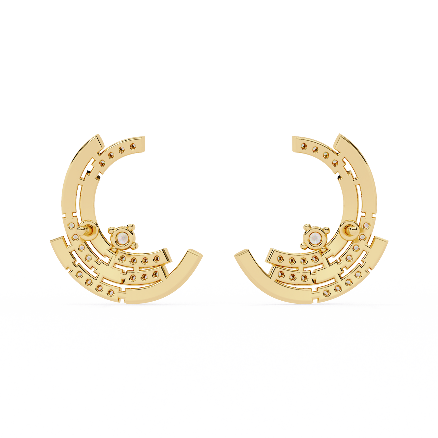 Luna Arc – Multi-Band Lab Diamond Stud Hoops in 14K Gold