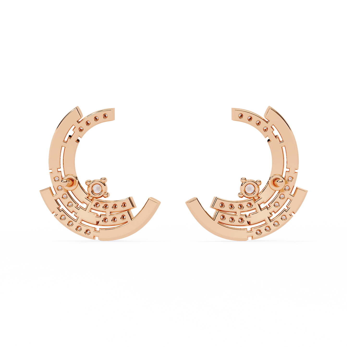 Luna Arc – Multi-Band Lab Diamond Stud Hoops in 14K Gold