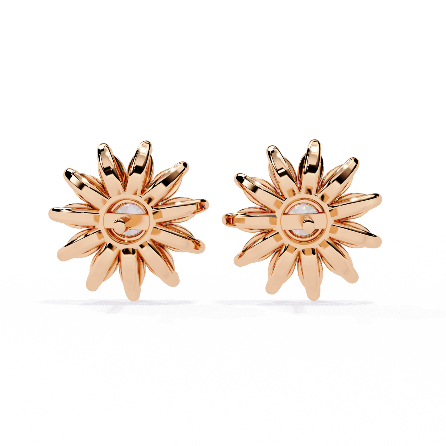 Daisy Marquise – Round & Marquise Lab Diamond Floral Stud Earrings in 14K Gold