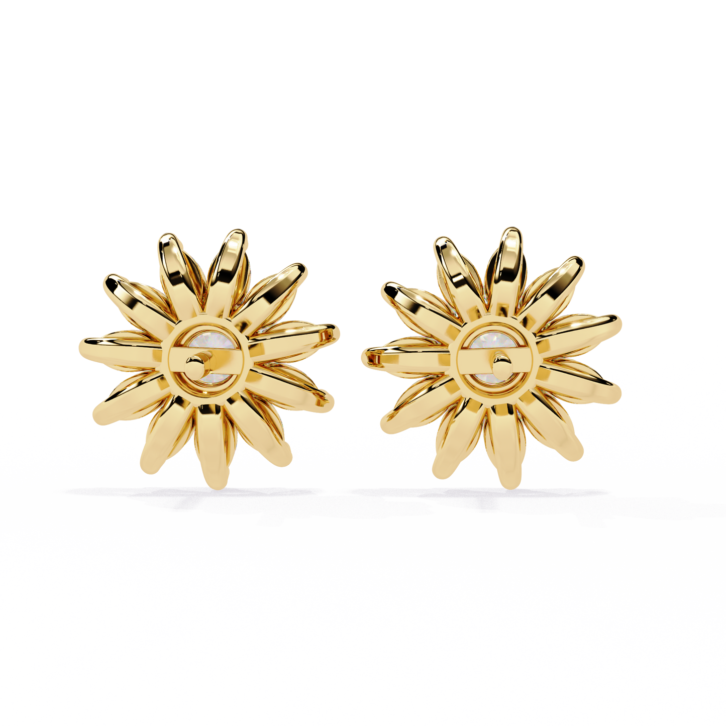 Daisy Marquise – Round & Marquise Lab Diamond Floral Stud Earrings in 14K Gold