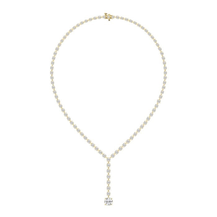 Women's Solid 14K White Gold Round Lab Grown Diamond Tennis Necklace Box Clasp VS