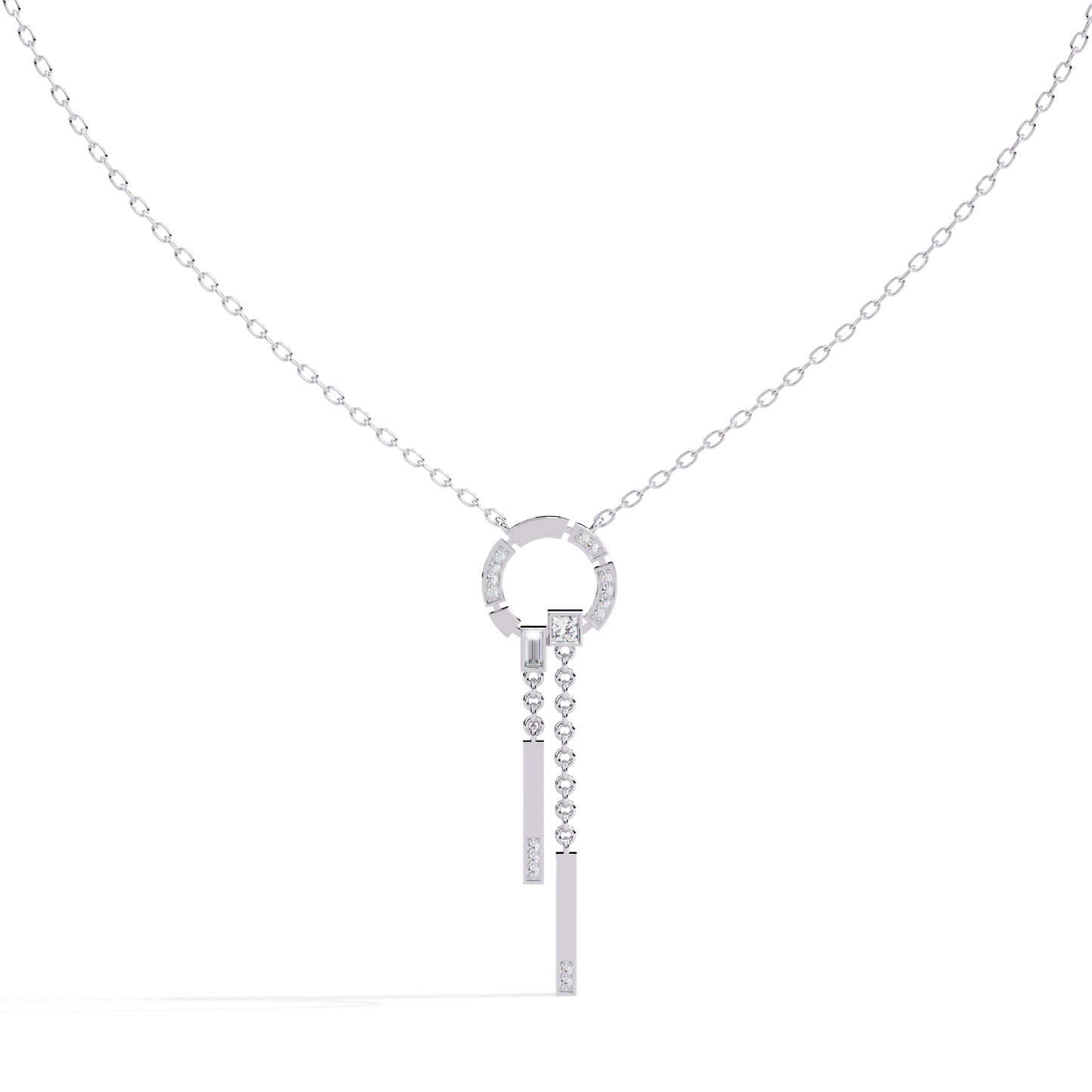 Orbit Tassel – Geometric Circle Drop Pendant in 14K Gold