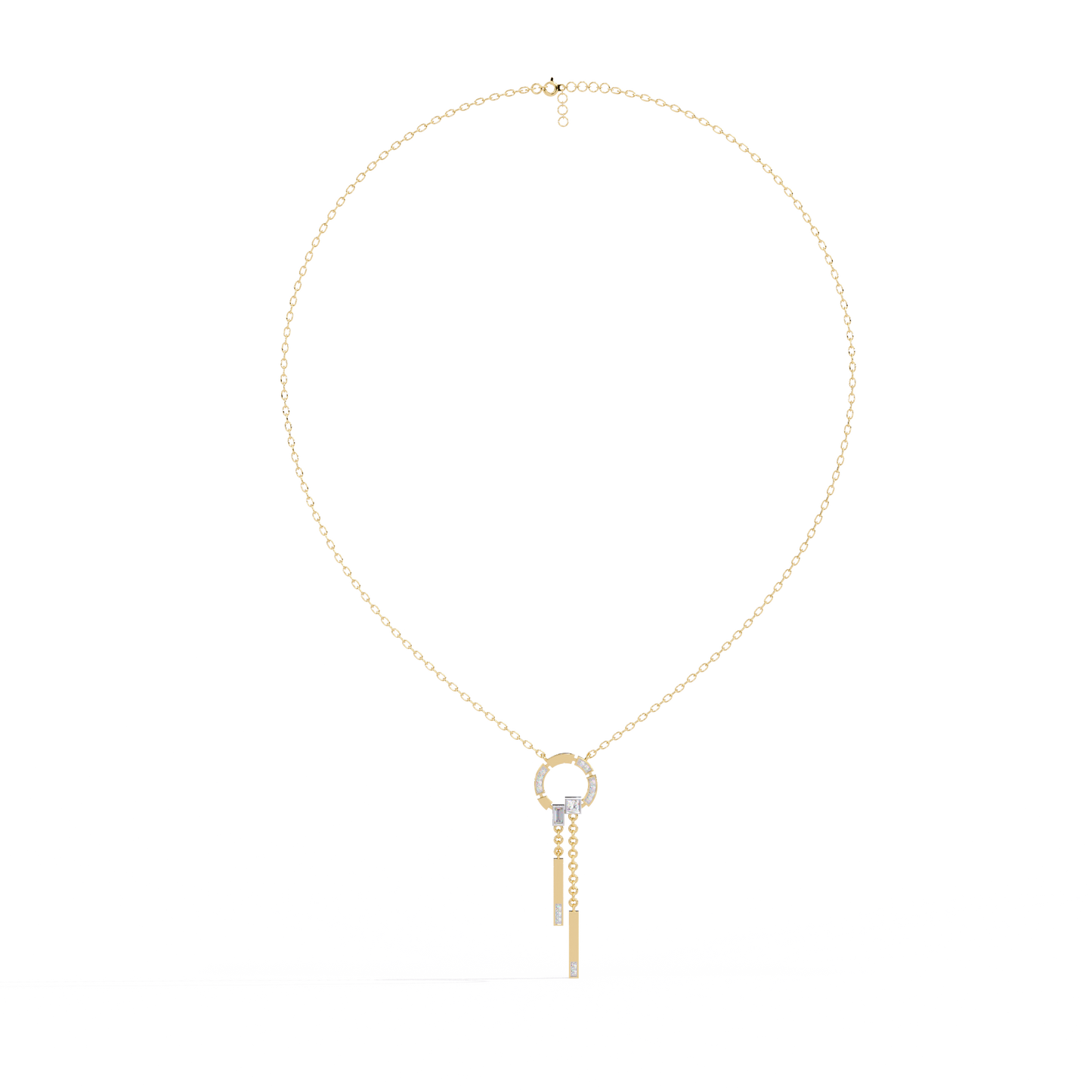 Orbit Tassel – Geometric Circle Drop Pendant in 14K Gold