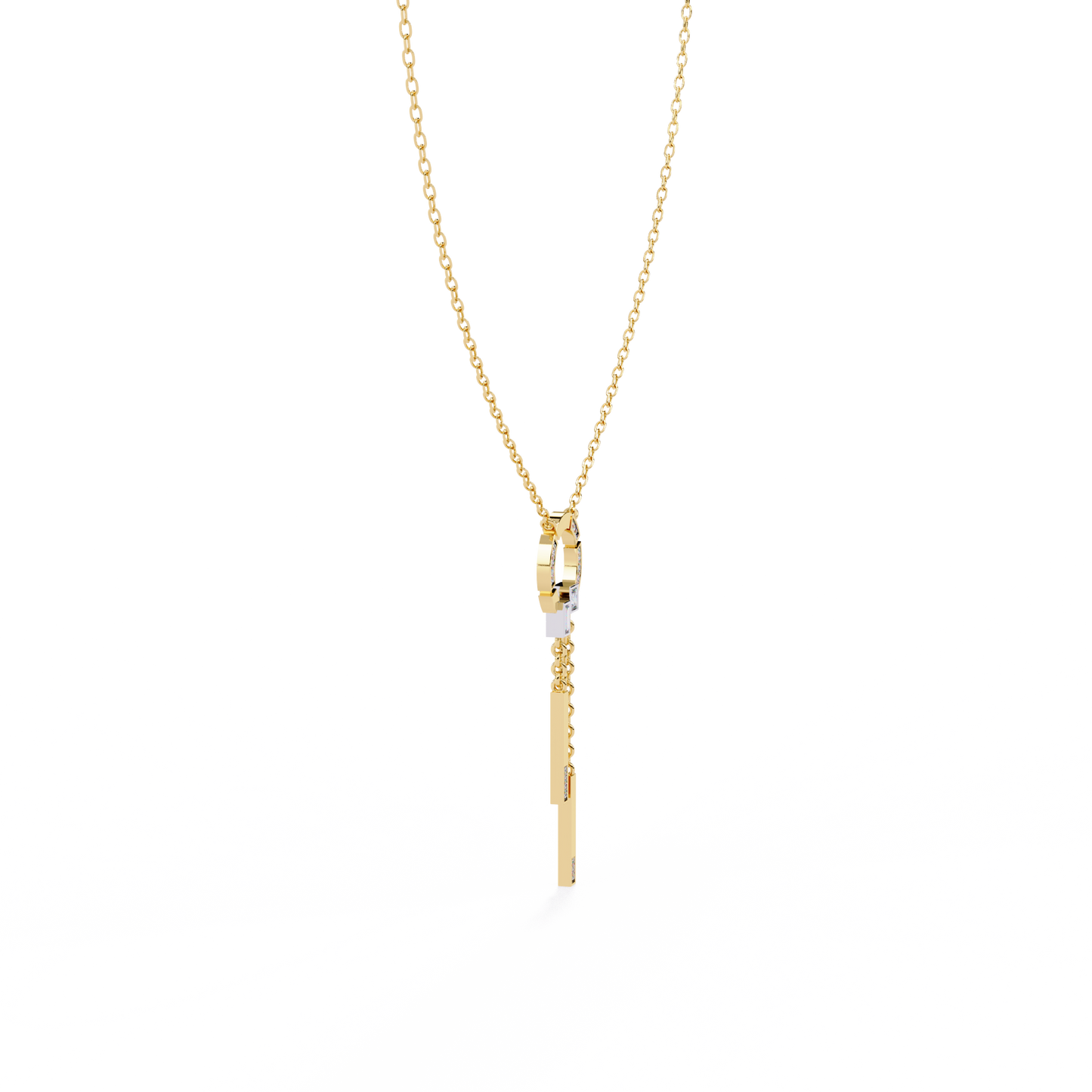 Orbit Tassel – Geometric Circle Drop Pendant in 14K Gold