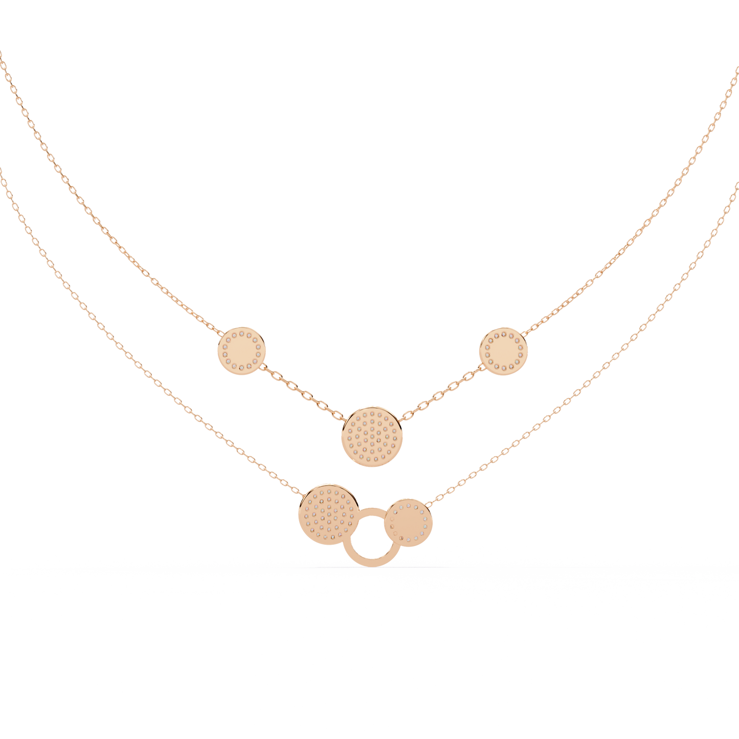Celestial Medallion – Diamond Dual-Strand Necklace in 14K Gold