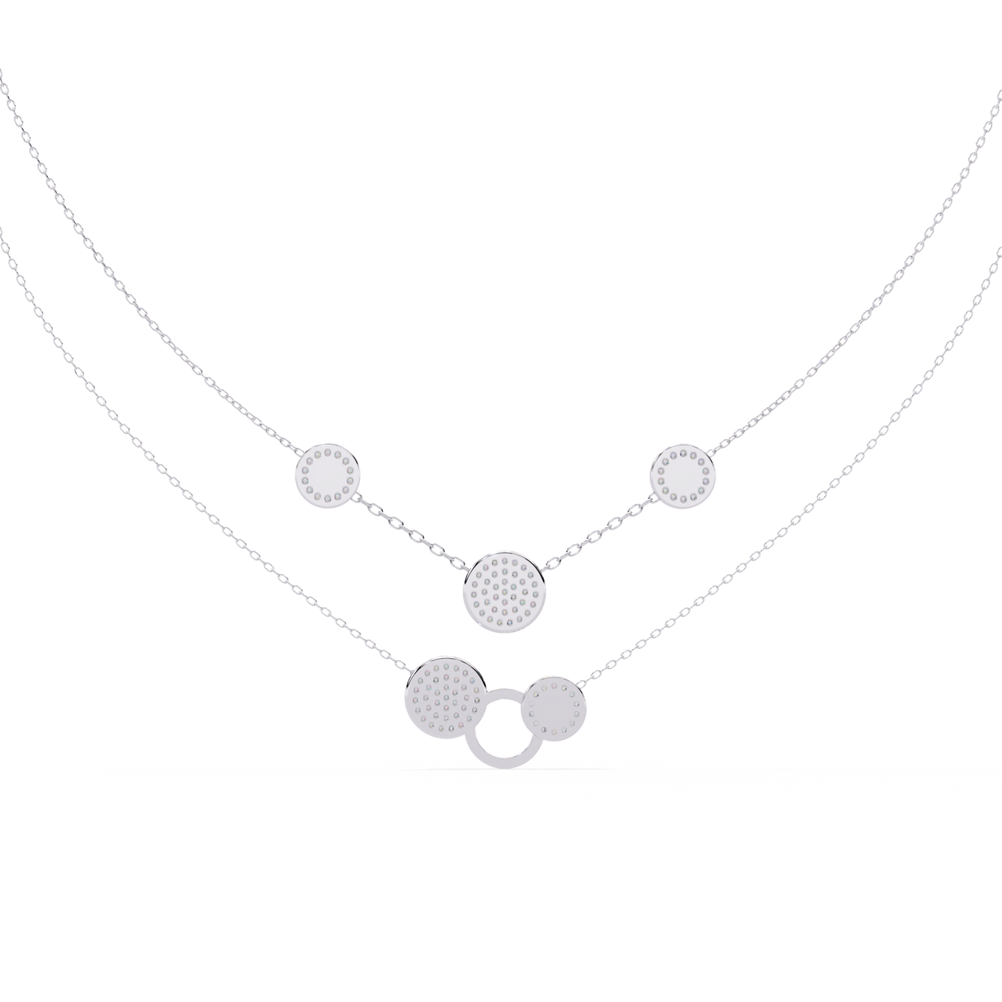 Celestial Medallion – Diamond Dual-Strand Necklace in 14K Gold