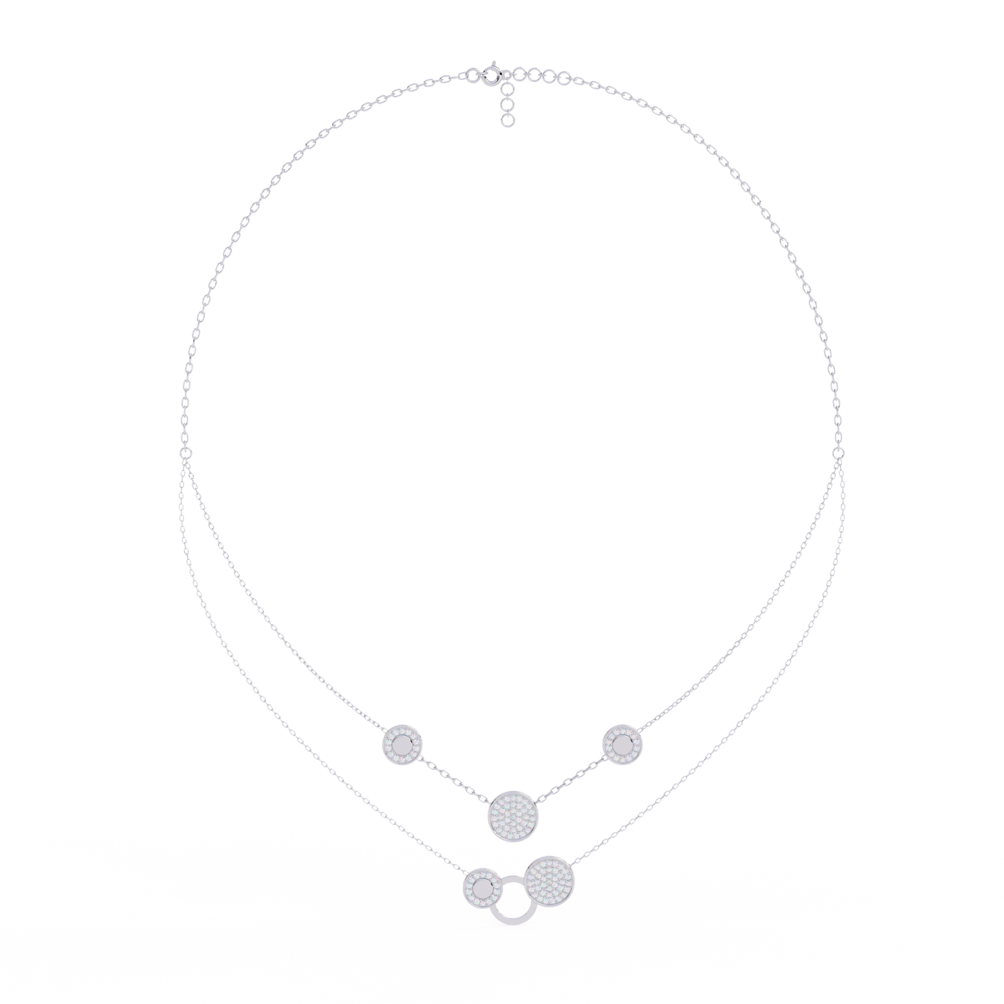 Celestial Medallion – Diamond Dual-Strand Necklace in 14K Gold