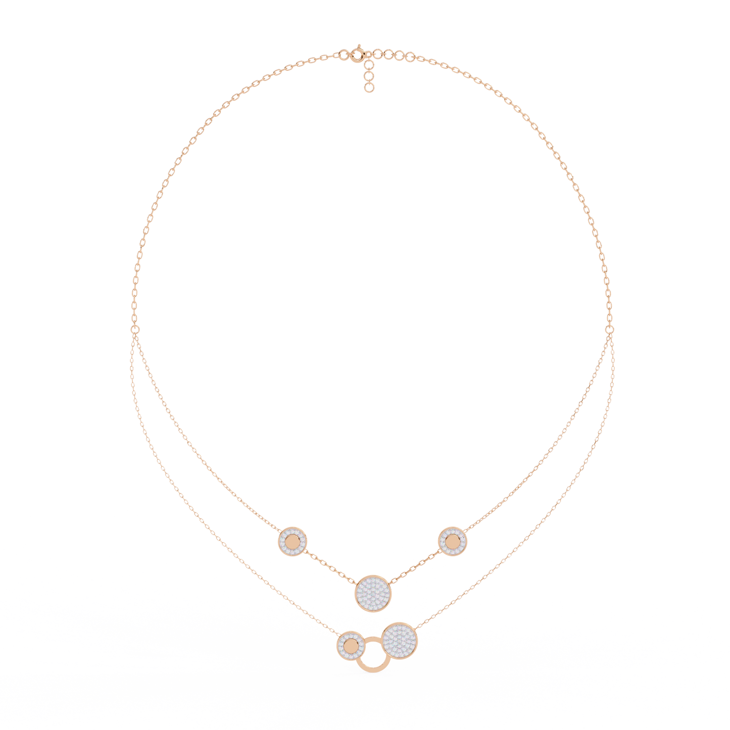 Celestial Medallion – Diamond Dual-Strand Necklace in 14K Gold