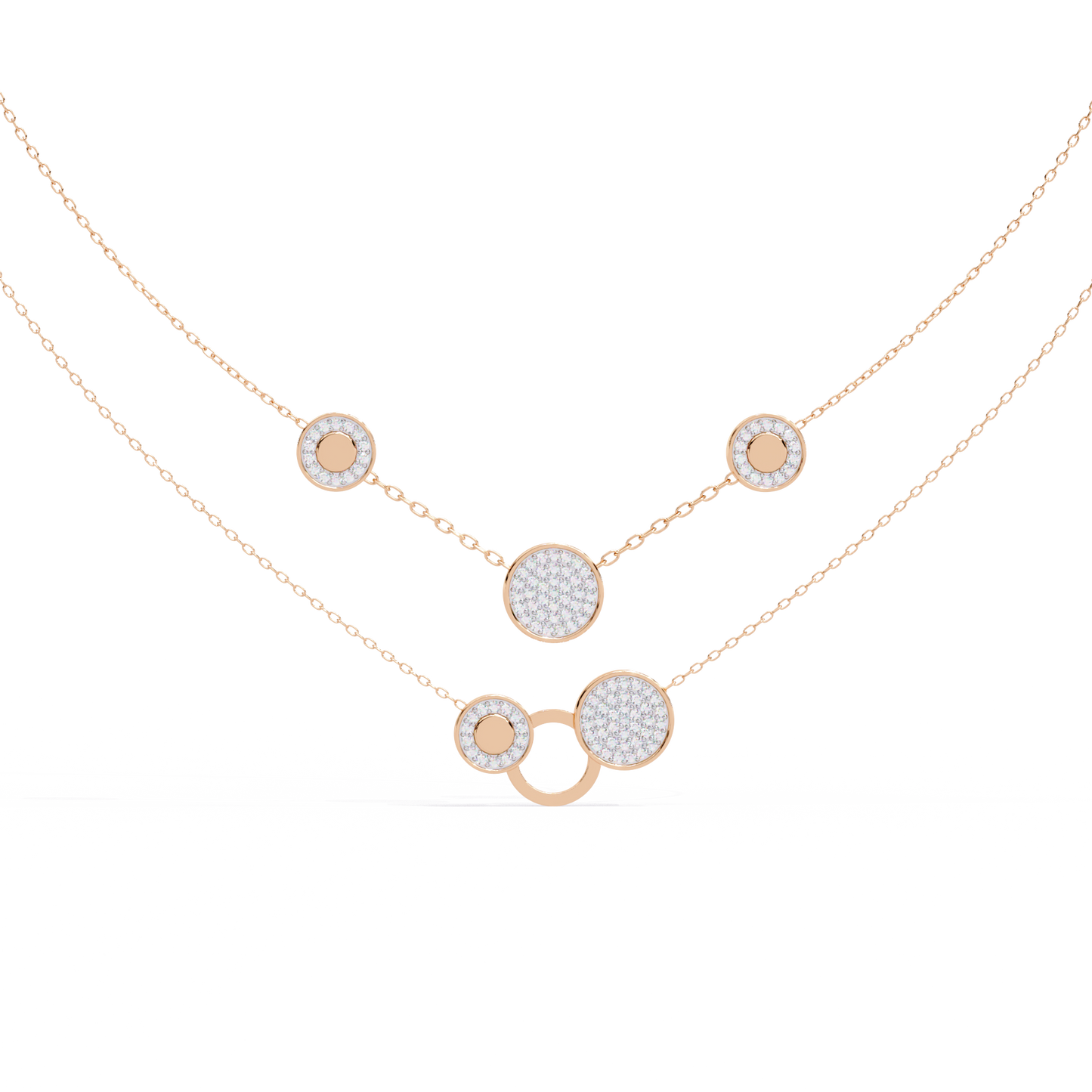 Celestial Medallion – Diamond Dual-Strand Necklace in 14K Gold