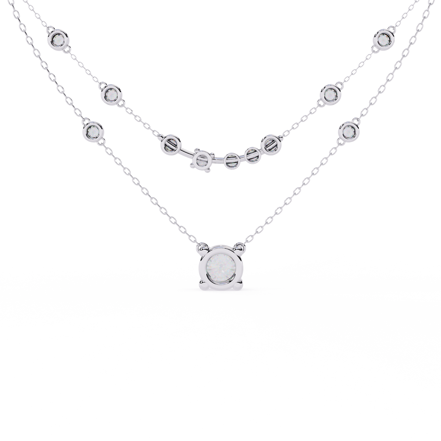 Radiant Drape – Diamond Bezel Necklace in 14K Gold