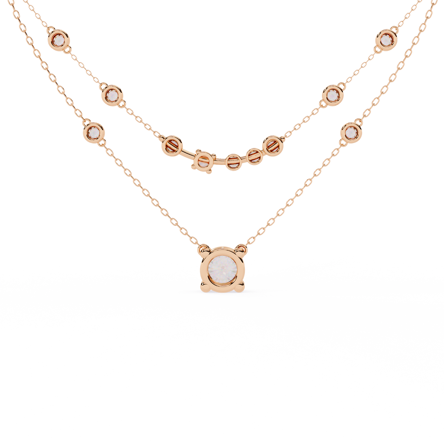 Radiant Drape – Diamond Bezel Necklace in 14K Gold