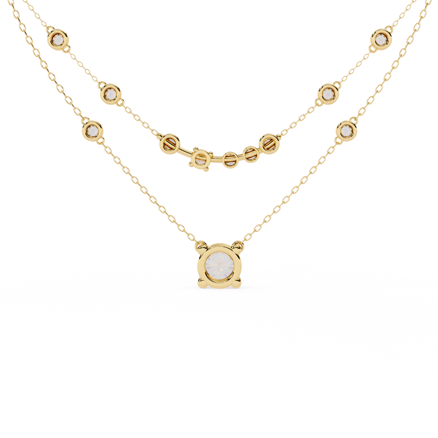 Radiant Drape – Diamond Bezel Necklace in 14K Gold