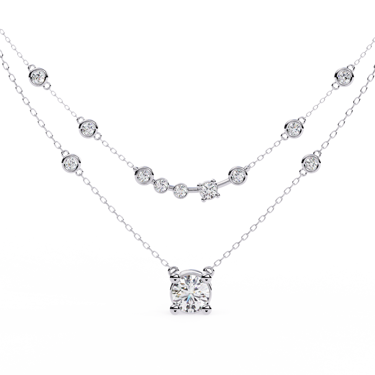 Radiant Drape – Diamond Bezel Necklace in 14K Gold