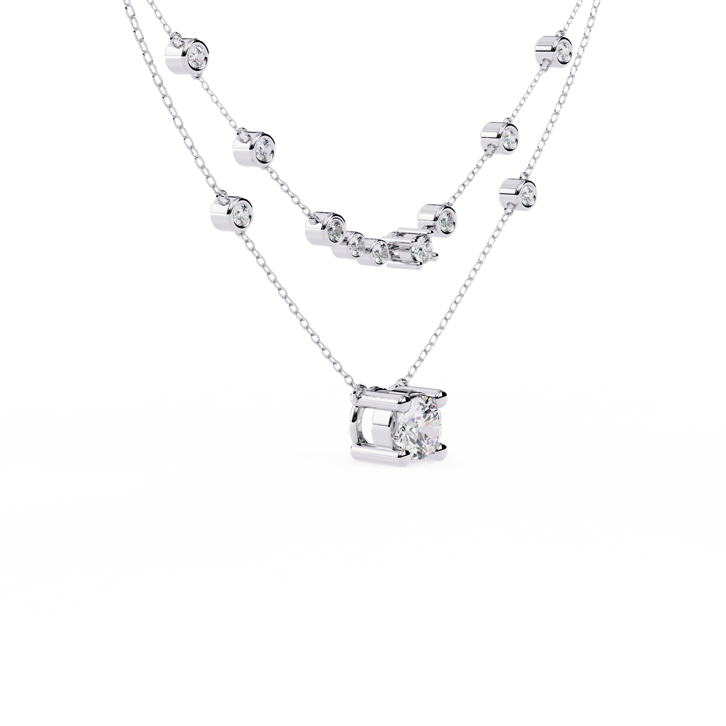 Radiant Drape – Diamond Bezel Necklace in 14K Gold