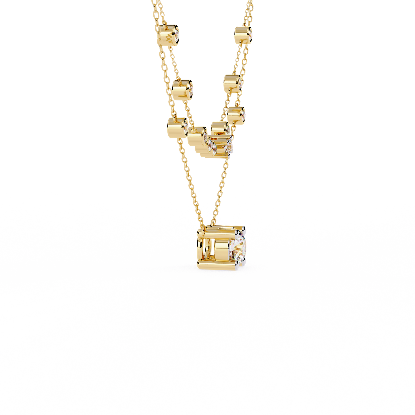Radiant Drape – Diamond Bezel Necklace in 14K Gold