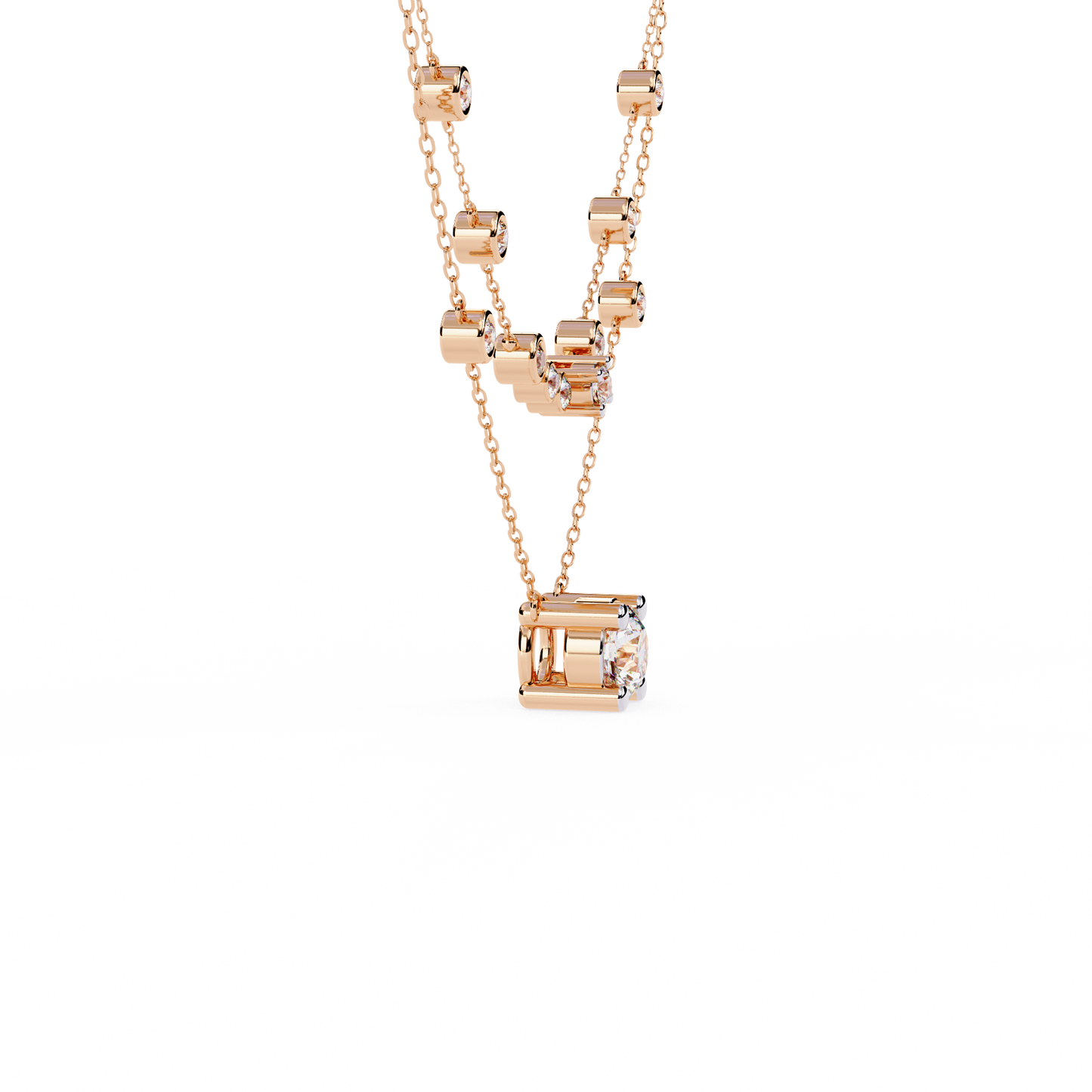 Radiant Drape – Diamond Bezel Necklace in 14K Gold