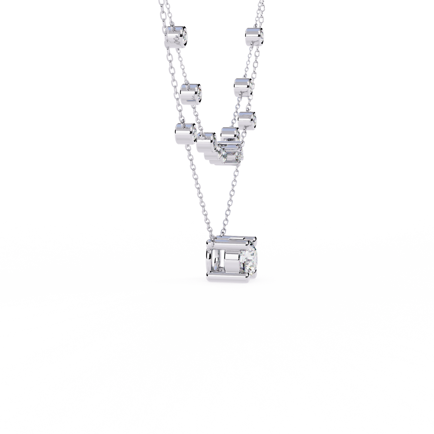 Radiant Drape – Diamond Bezel Necklace in 14K Gold