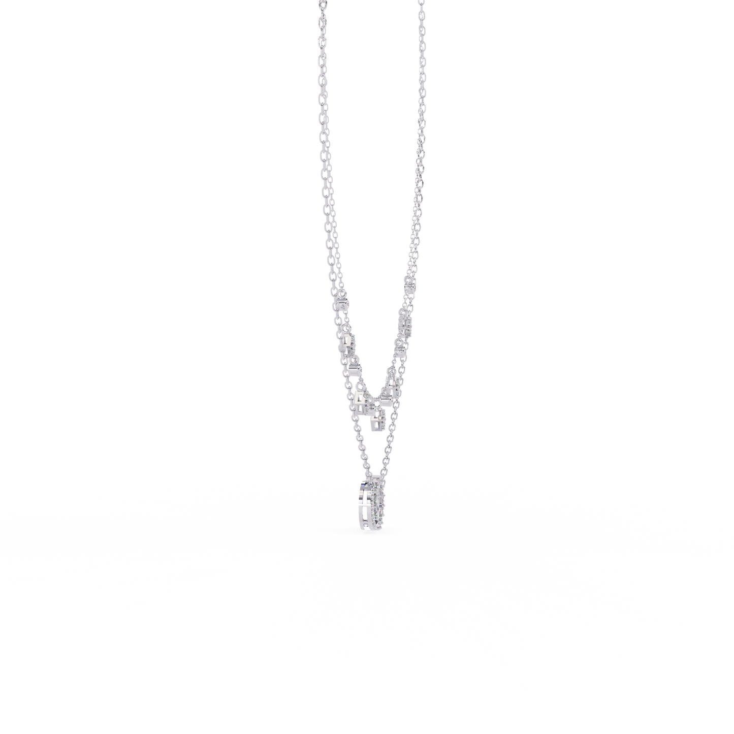 Lunar Link – Dual Charm Diamond Necklace in 14K Gold