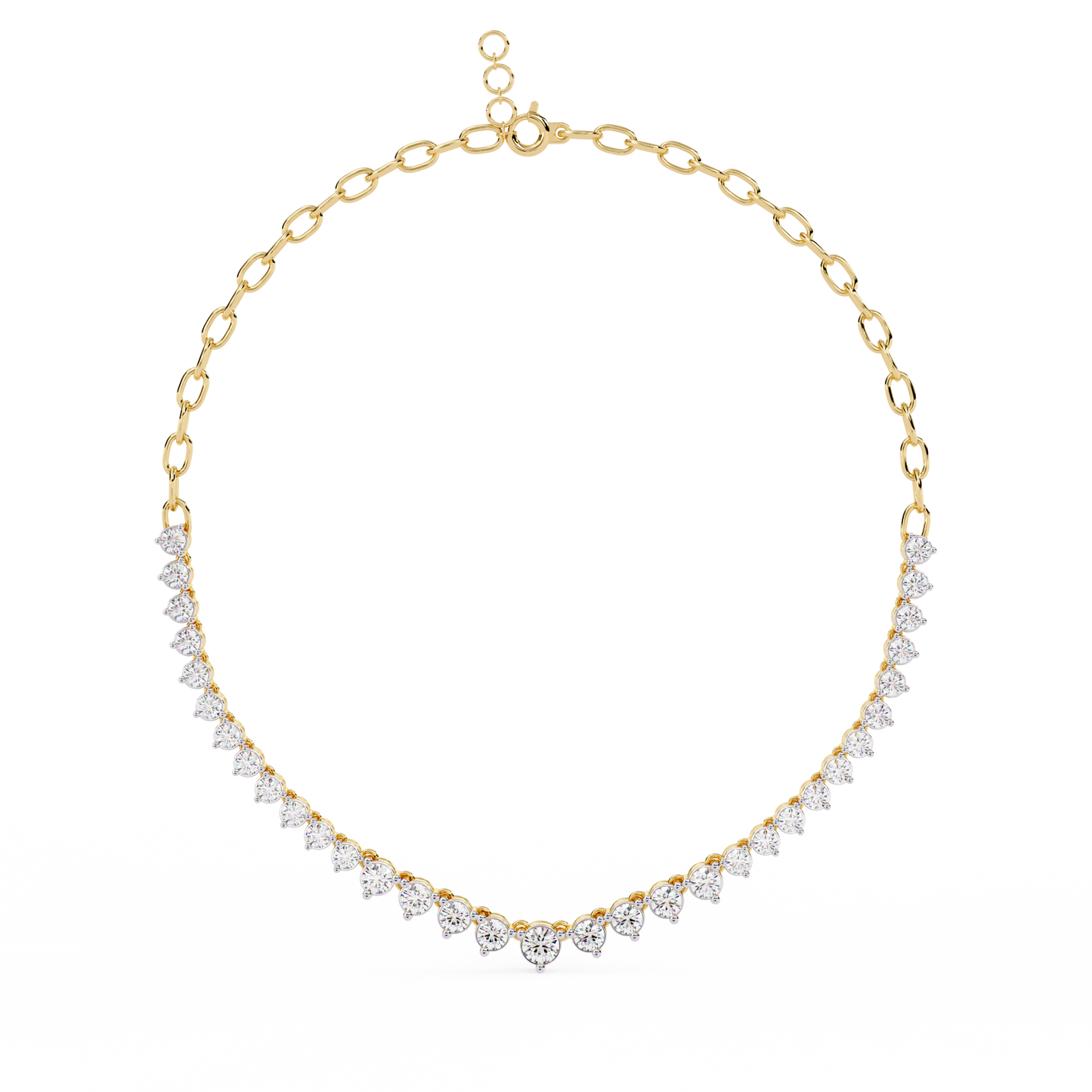 Eclat V-Shape – Graduated Diamond Necklace in 14K Gold