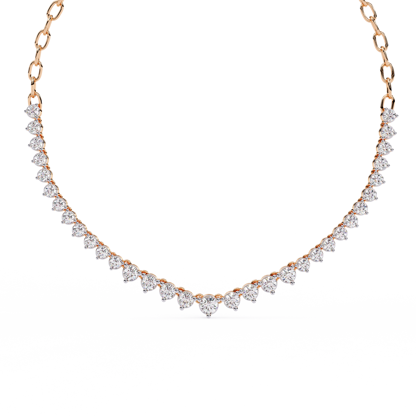 Eclat V-Shape – Graduated Diamond Necklace in 14K Gold