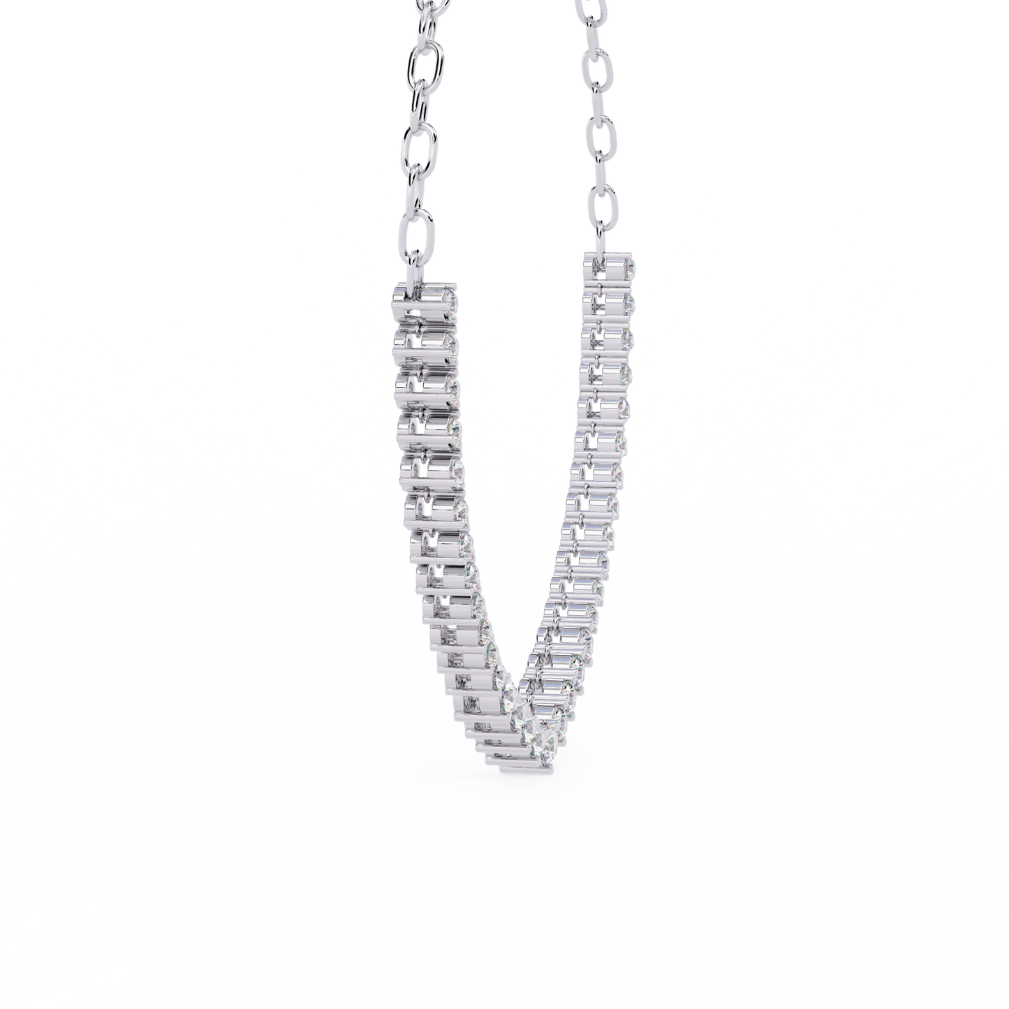 Eclat V-Shape – Graduated Diamond Necklace in 14K Gold