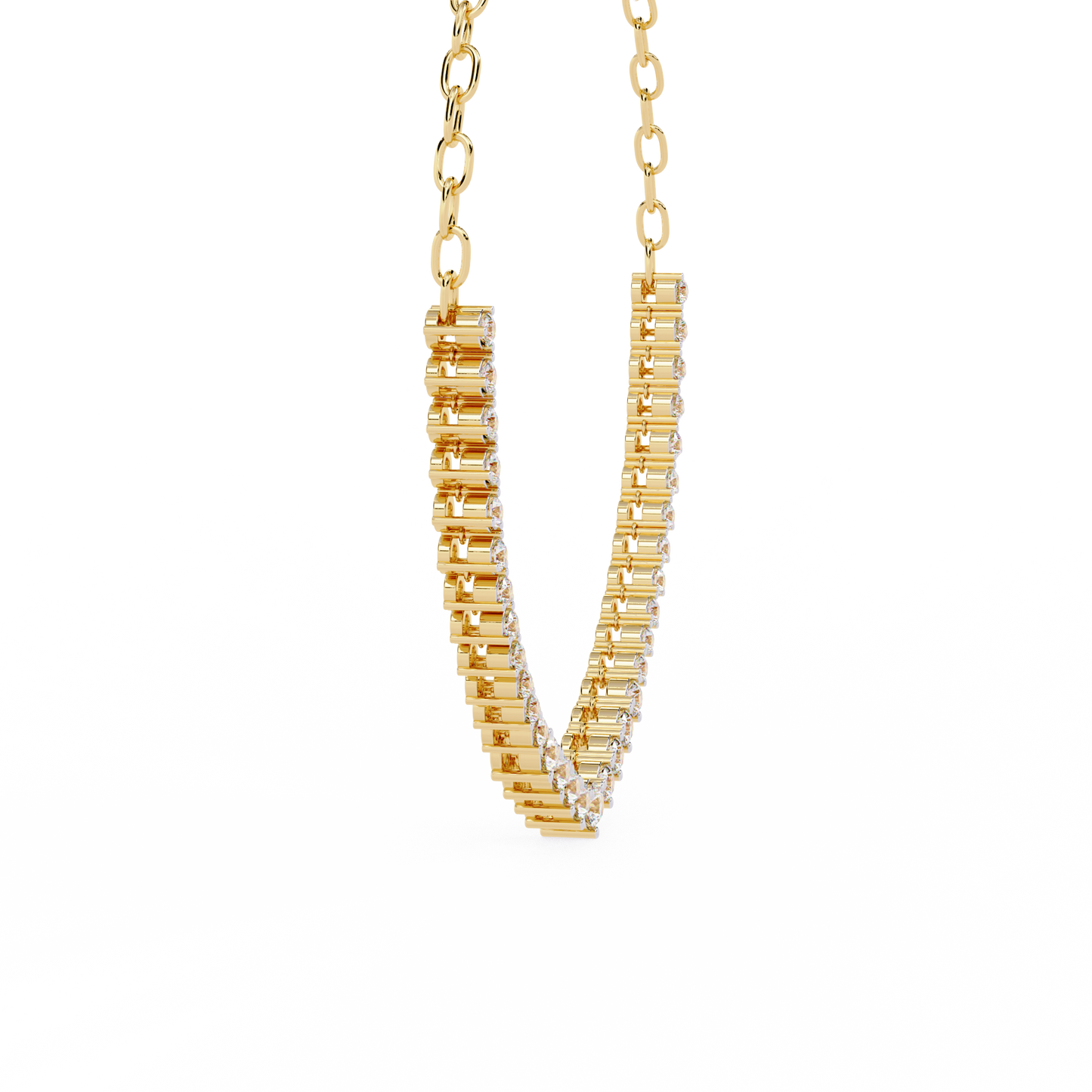 Eclat V-Shape – Graduated Diamond Necklace in 14K Gold