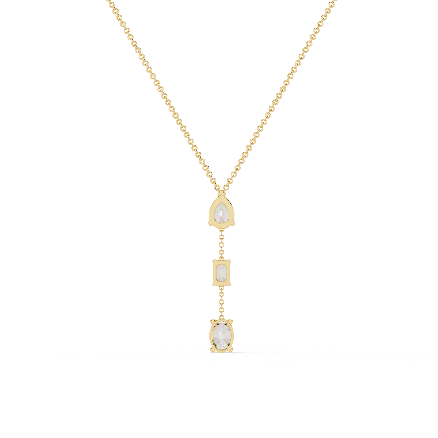 Trinity Drop – Pear, Baguette & Oval Lab Diamond Pendant in 14K Gold