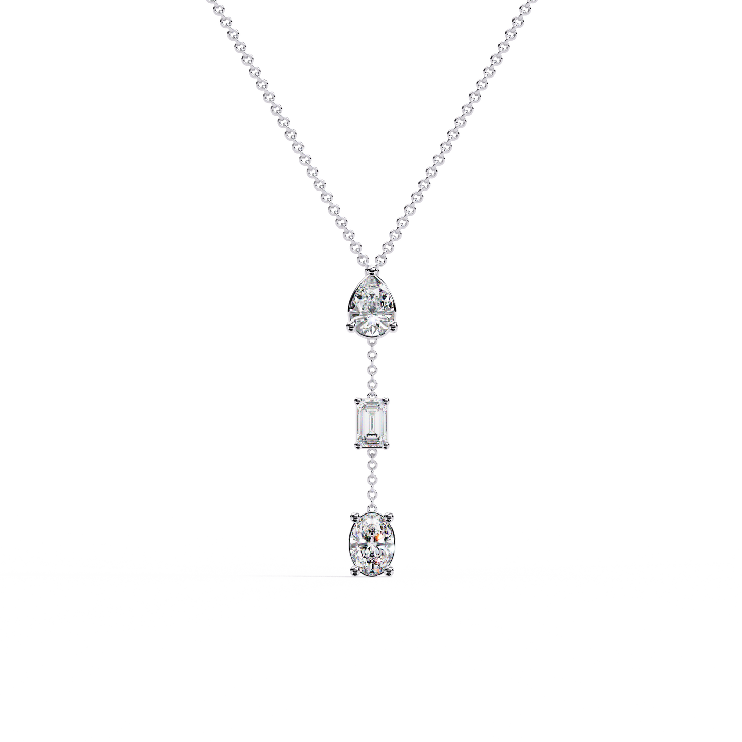 Trinity Drop – Pear, Baguette & Oval Lab Diamond Pendant in 14K Gold