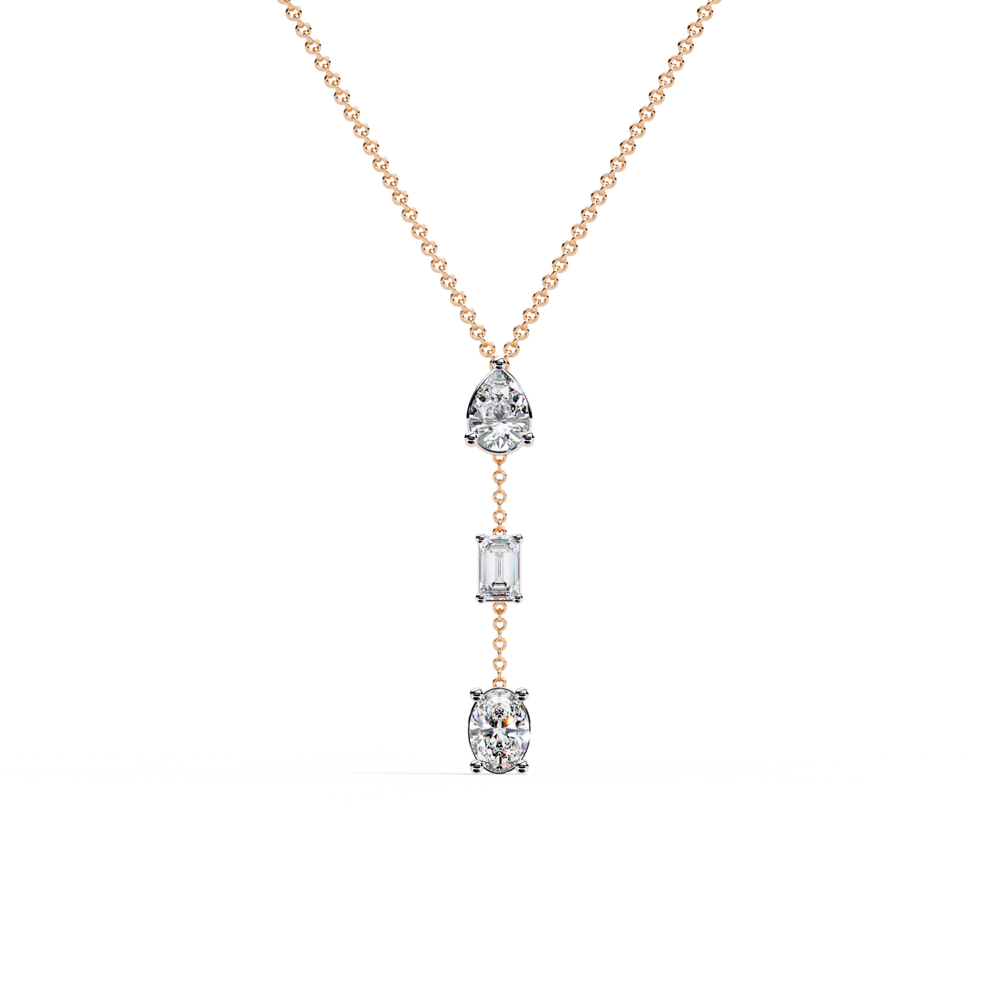 Trinity Drop – Pear, Baguette & Oval Lab Diamond Pendant in 14K Gold