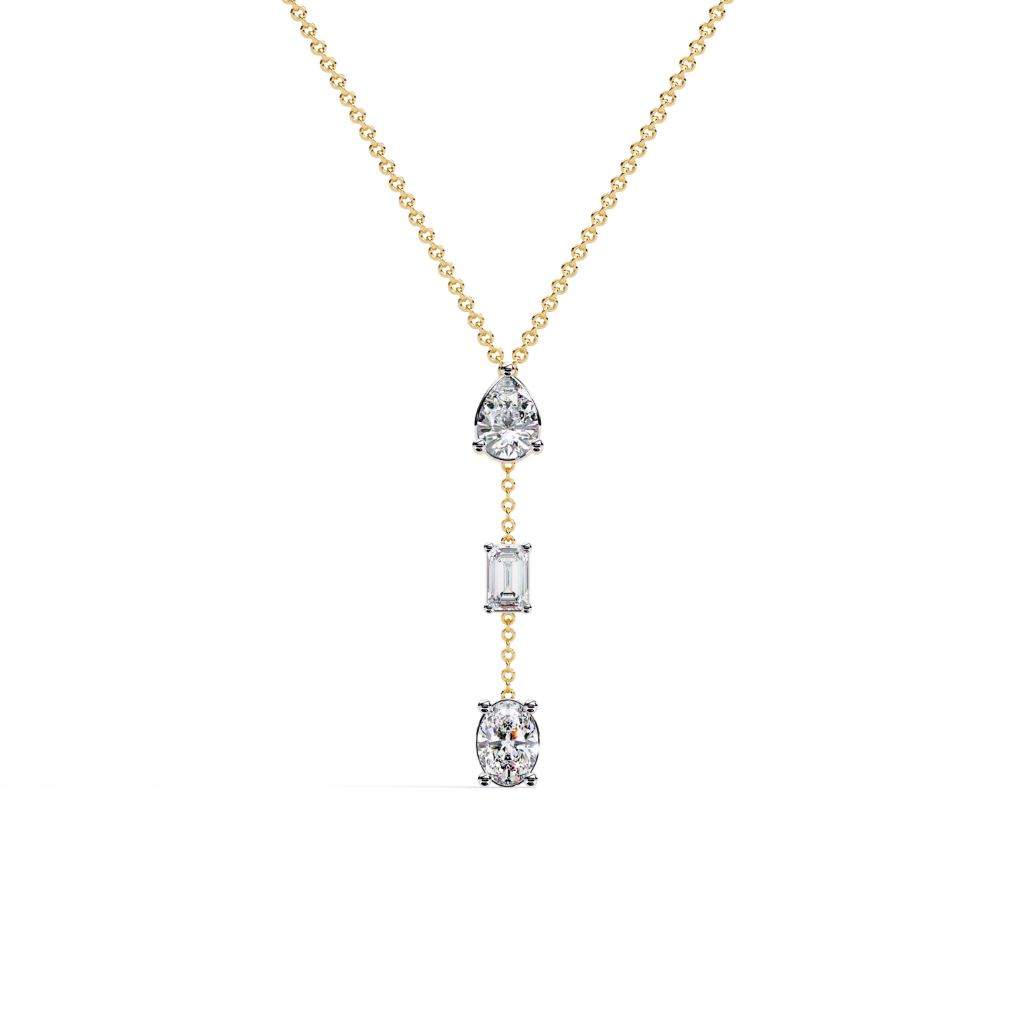 Trinity Drop – Pear, Baguette & Oval Lab Diamond Pendant in 14K Gold