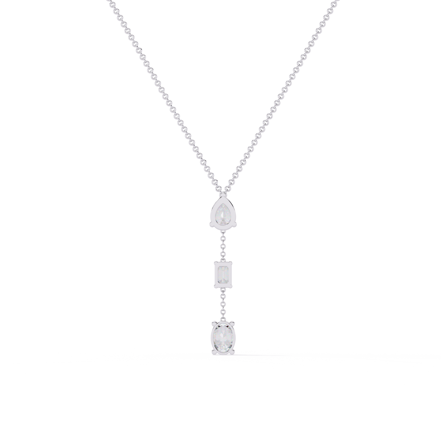 Trinity Drop – Pear, Baguette & Oval Lab Diamond Pendant in 14K Gold