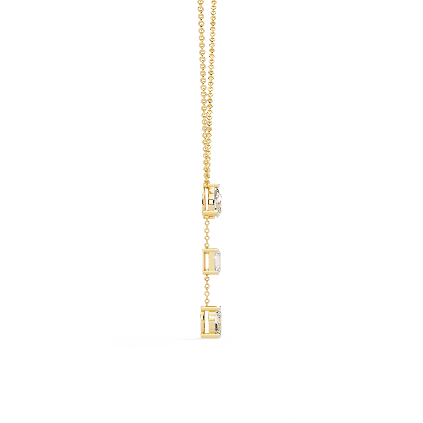 Trinity Drop – Pear, Baguette & Oval Lab Diamond Pendant in 14K Gold