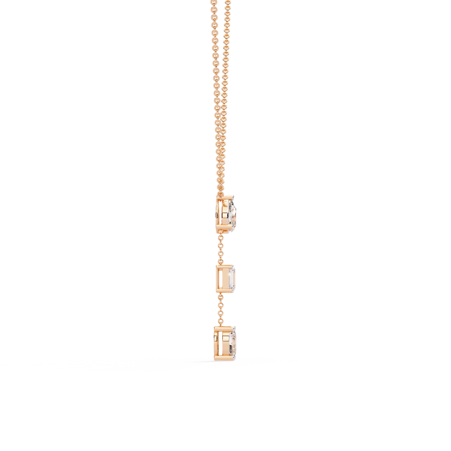 Trinity Drop – Pear, Baguette & Oval Lab Diamond Pendant in 14K Gold