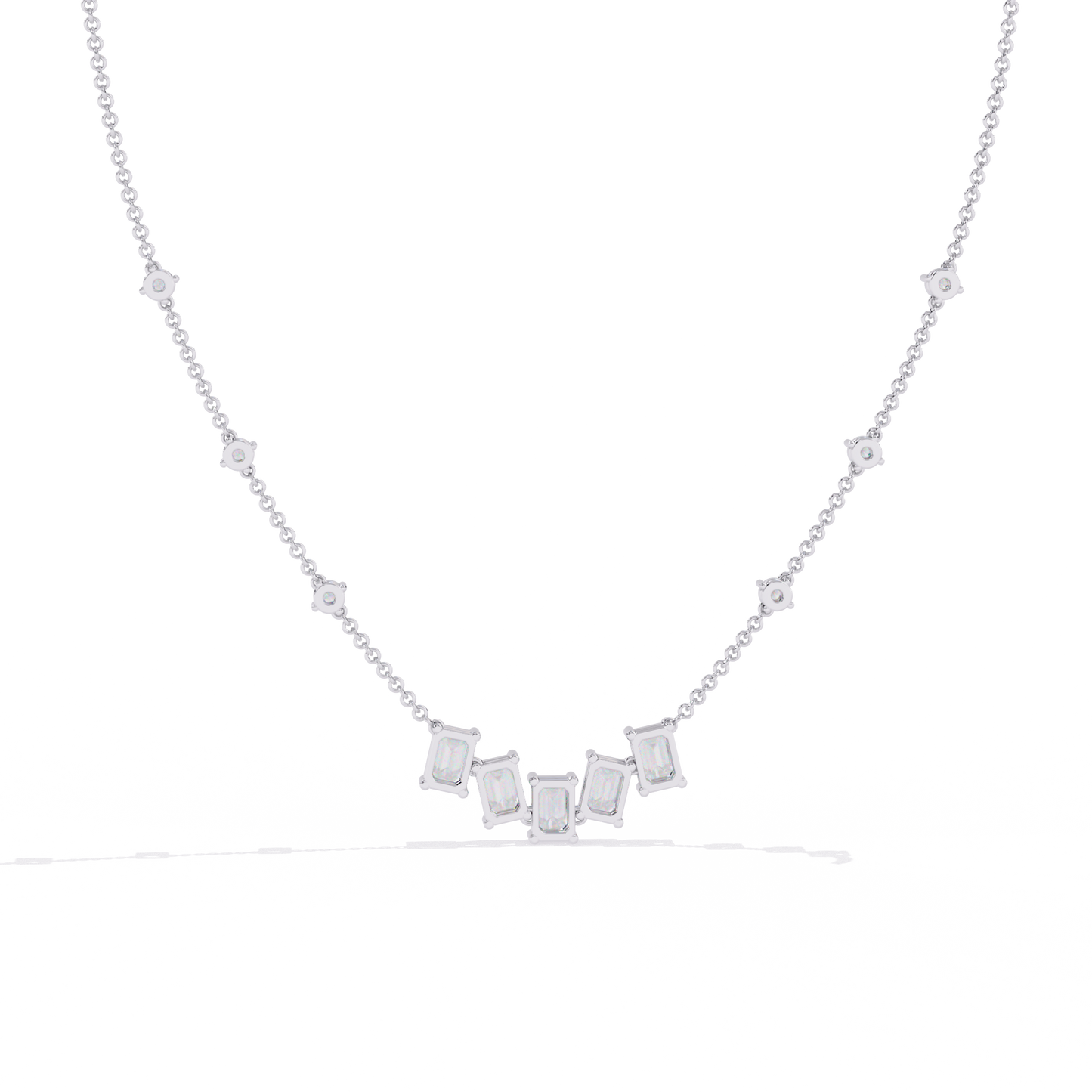 Lumina Radiant – Emerald & Round Diamond Necklace in 14K Gold