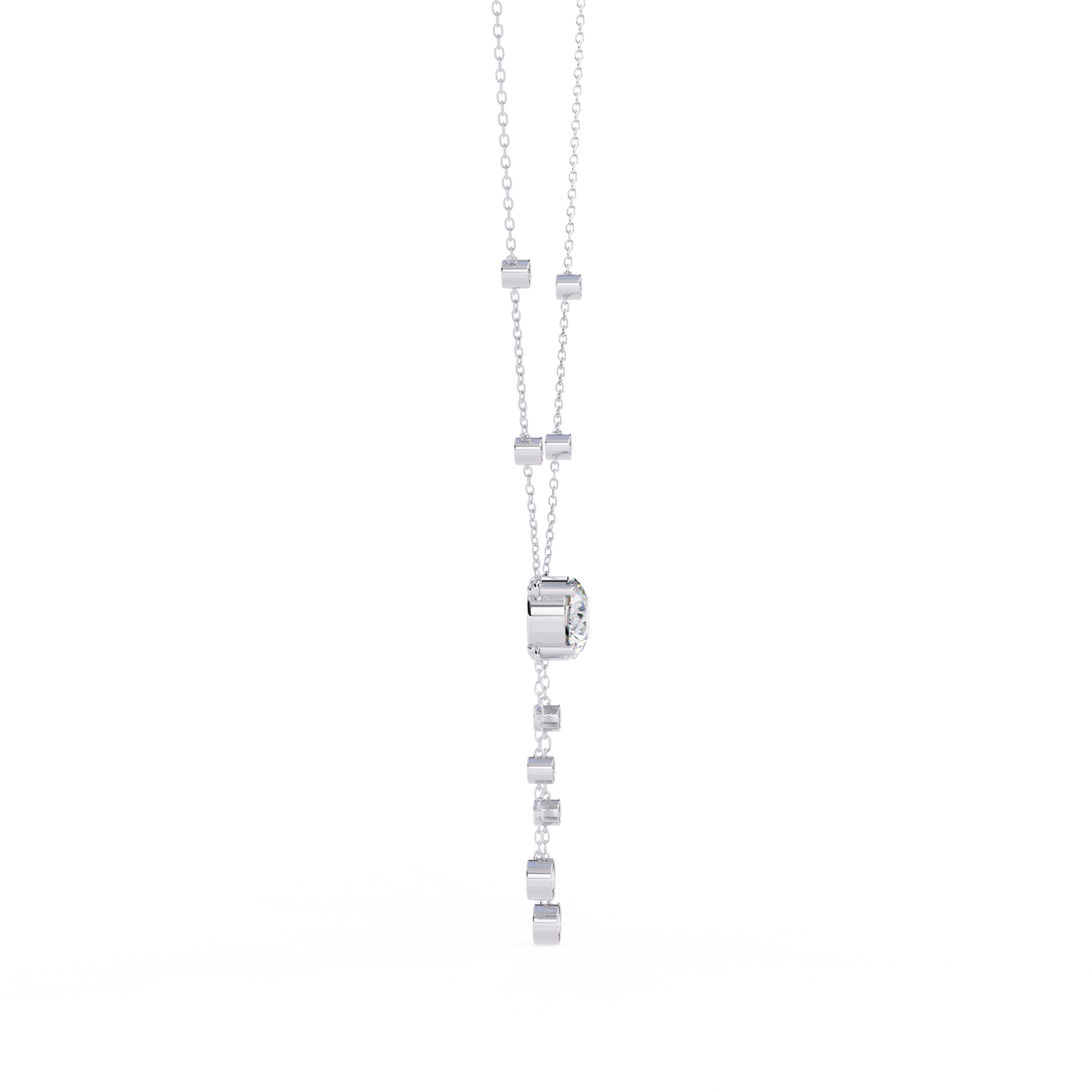 Cascade Lariat – Round Diamond Drop Necklace in 14K Gold