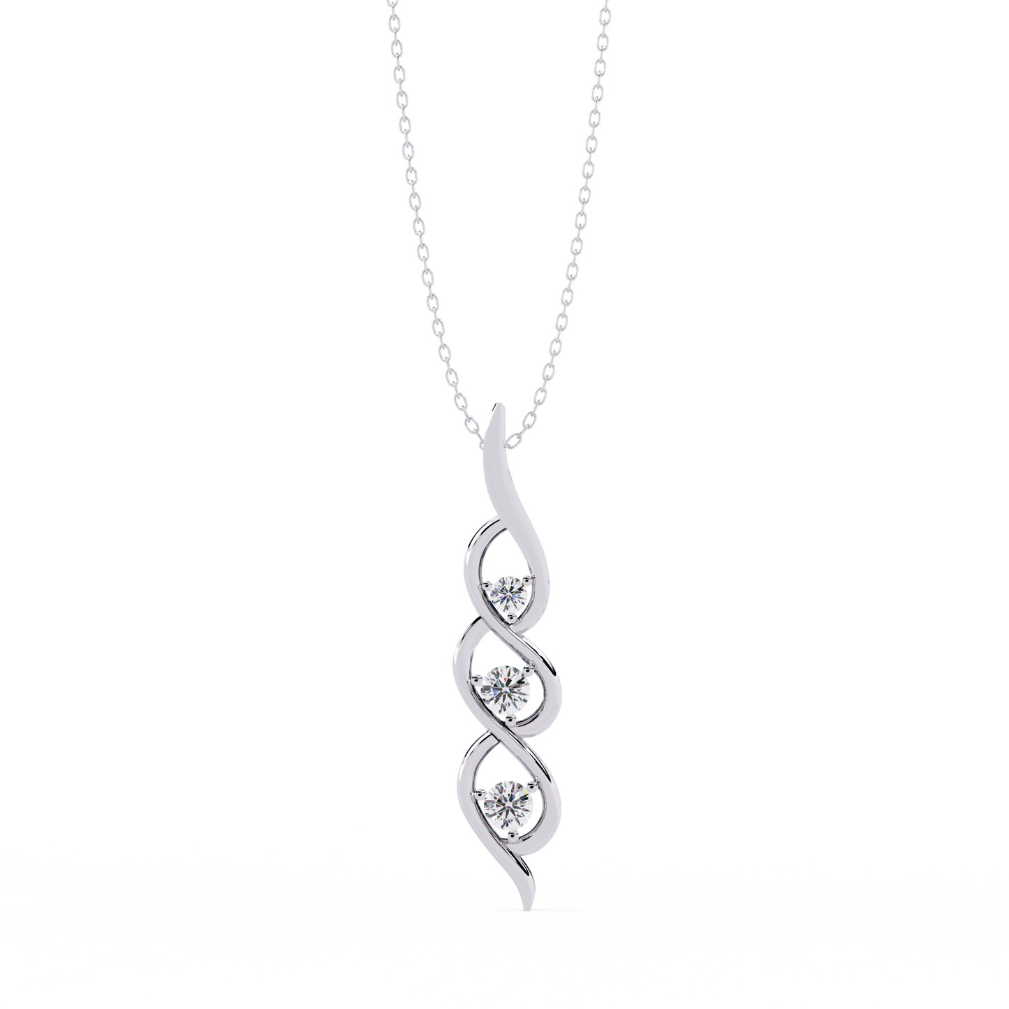 Eternal Twist – 3-Stone Lab Diamond Pendant in 14K Gold