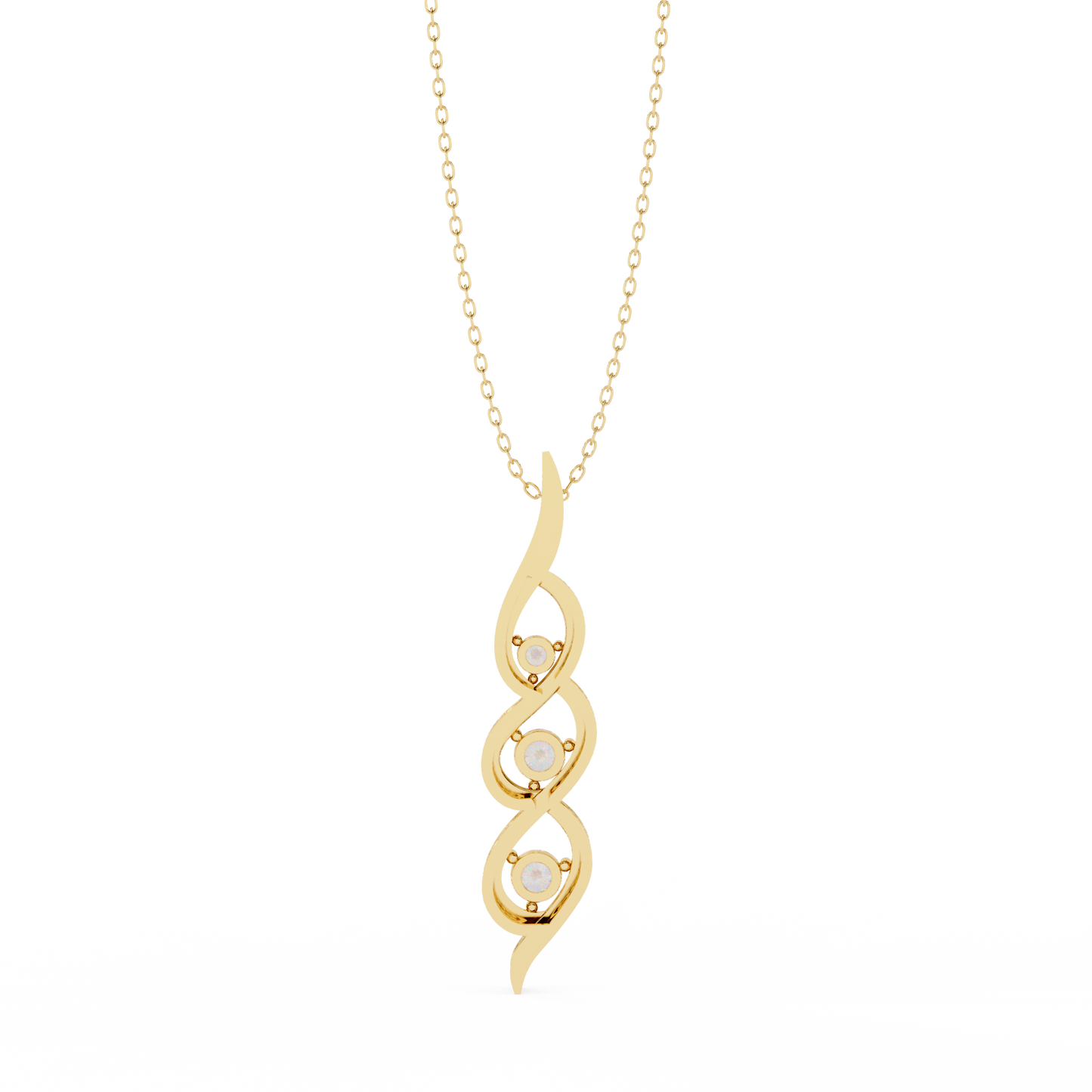 Eternal Twist – 3-Stone Lab Diamond Pendant in 14K Gold