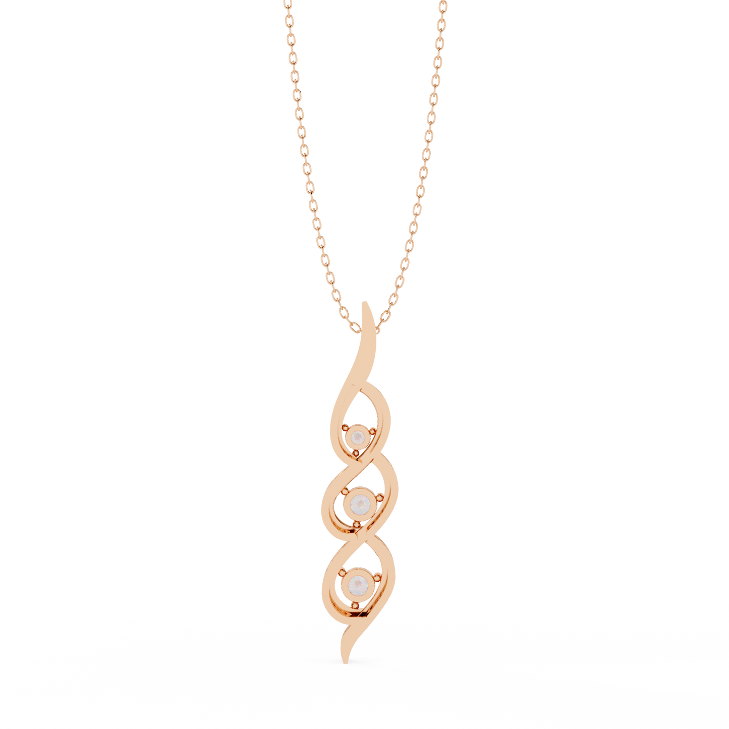 Eternal Twist – 3-Stone Diamond Pendant in 14K Gold