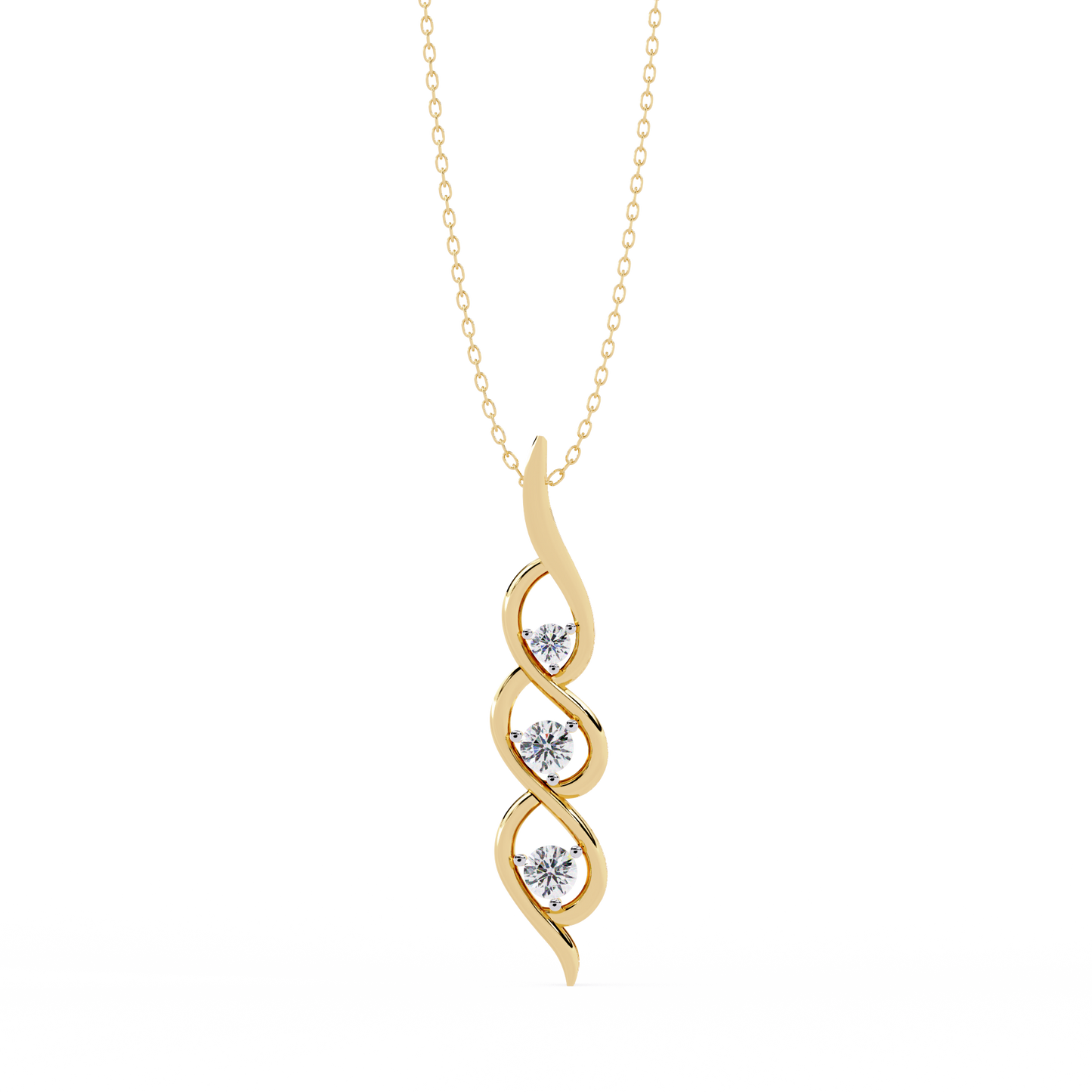 Eternal Twist – 3-Stone Lab Diamond Pendant in 14K Gold