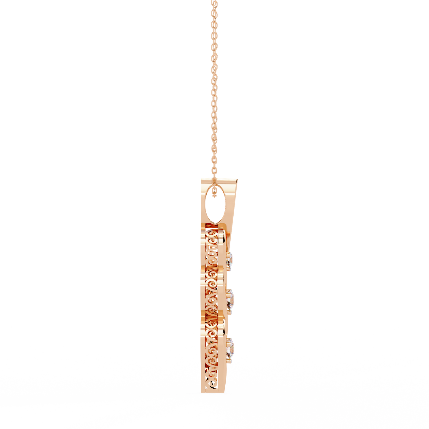 Eternal Twist – 3-Stone Lab Diamond Pendant in 14K Gold